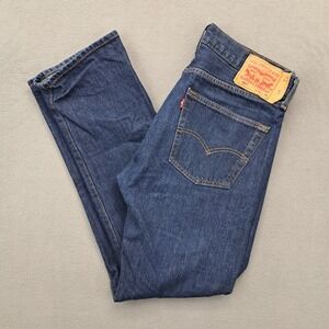Levis 501 Mens 32x32 Dark Wash Button Fly Jeans Straight Leg Denim Y2K VTG